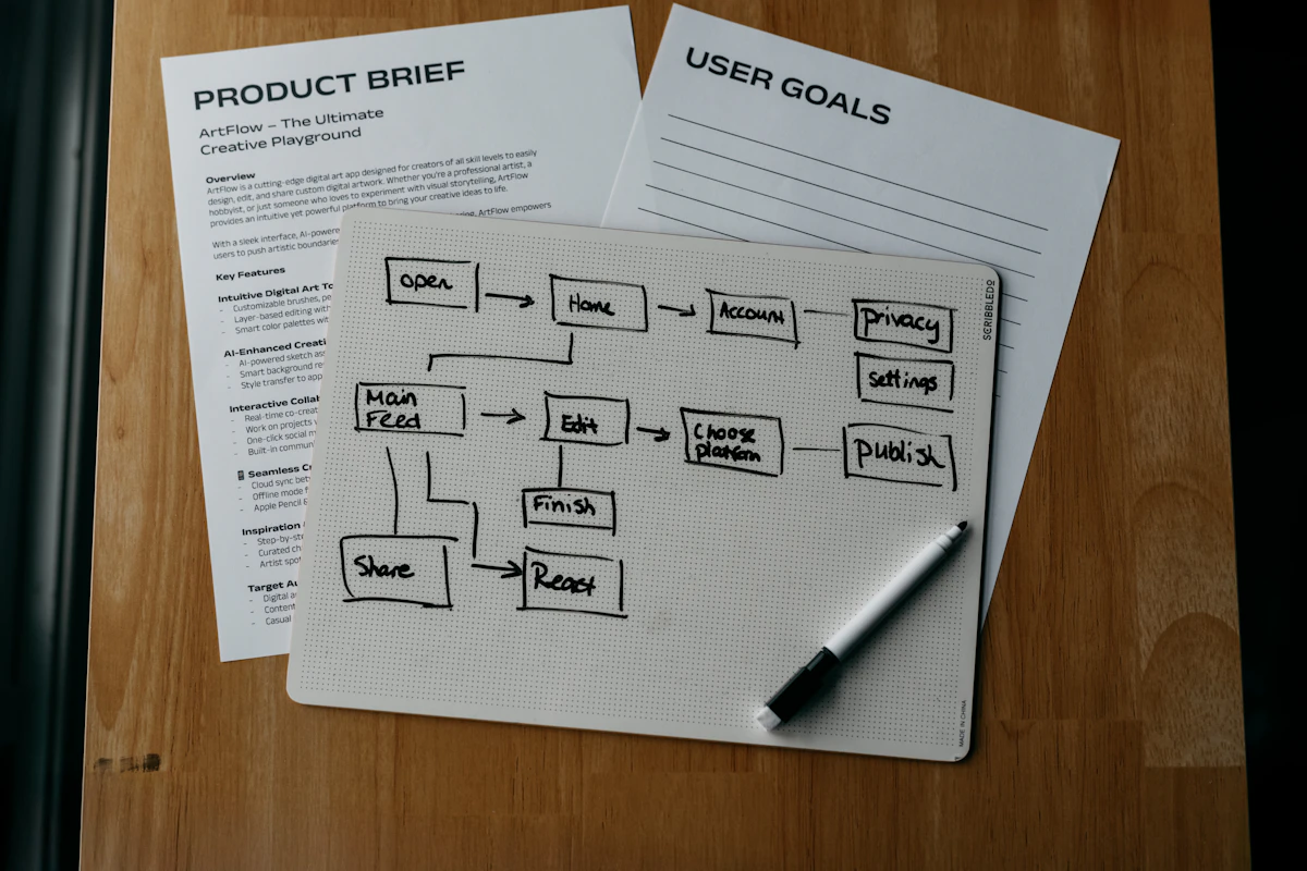 Schéma de workflow et objectifs utilisateur pour automatisation de processus